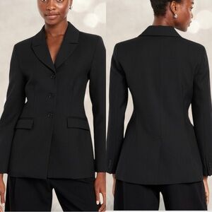 NWTS🌹SZ M🌹THE OCCASION BLACK FITTED PEPLUM 3 BUTTON FRONT BLAZER SUIT JACKET